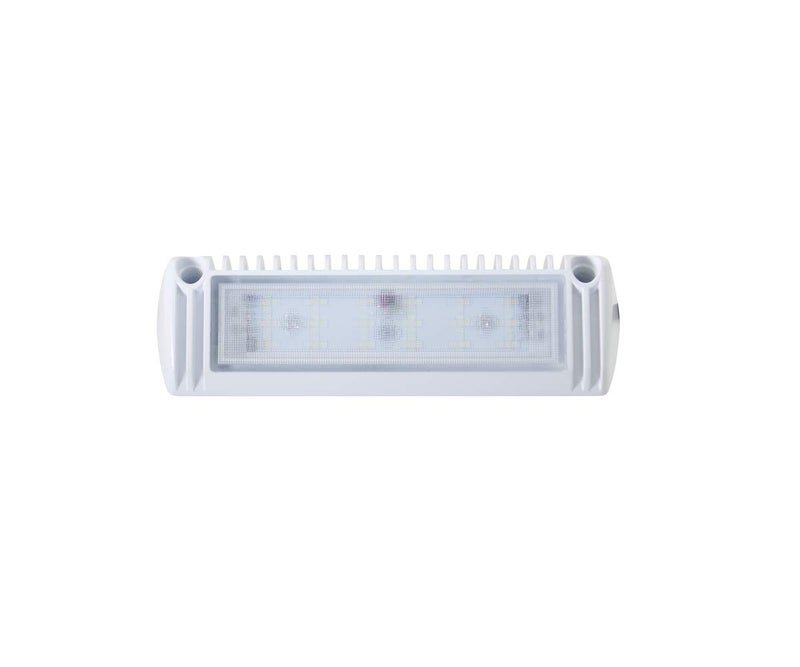 Raycharm 9" RV & Boat Exterior LED Scene Lighting Fixture, 40Â° Down Angle Flood Beam, 6000K Cool-White, 12V/24V DC, High Lumen Output Low Current Draw, Waterproof White Finish, 1-Pack - Image 2